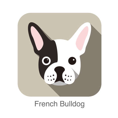 French bulldog face flat icon, dog seriesのイラスト素材