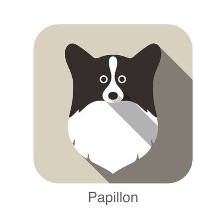 Papillon dog face flat iconのイラスト素材