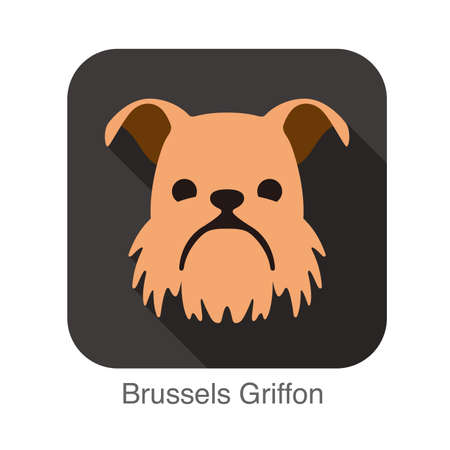 Brussels Griffon dog face flat icon, dog seriesのイラスト素材