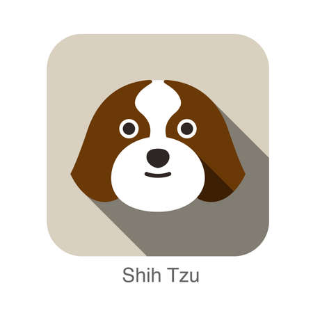 Shih Tzu dog face flat iconのイラスト素材