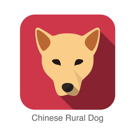 Chinese rural dog face flat icon, dog seriesのイラスト素材
