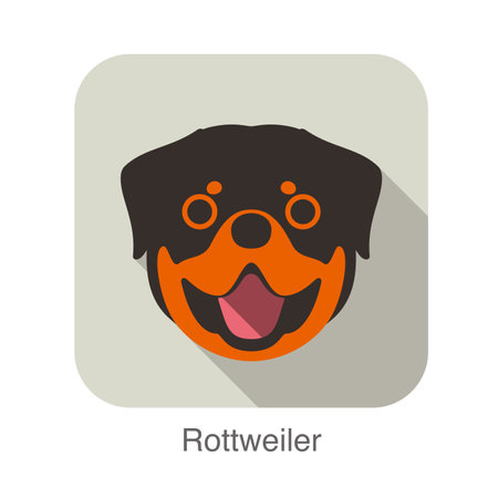 Rottweiler dog face cartoon flat icon designのイラスト素材