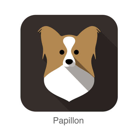 Papillon dog face flat iconのイラスト素材