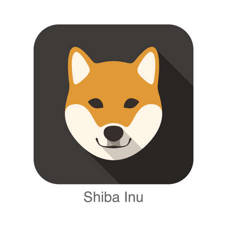 Shiba Inu dog face cartoon flat icon designのイラスト素材