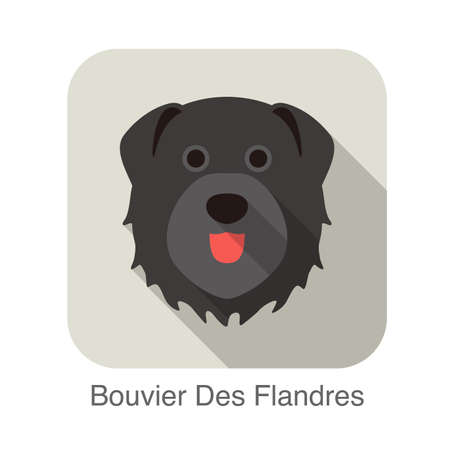 Bouvier Des Flandres dog face flat icon, dog seriesのイラスト素材