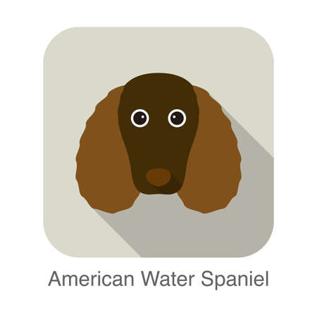 American water spaniel dog character, dog breed cartoon image seriesのイラスト素材