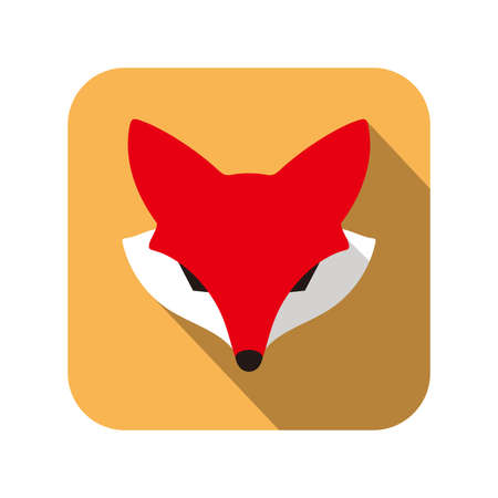 Cute Red Fox, cartoon flat icon designのイラスト素材