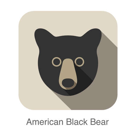 American black bear face flat icon design. Animal icons series.のイラスト素材