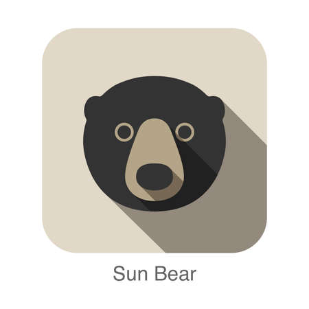 sun bear face flat icon design. Animal icons series.のイラスト素材