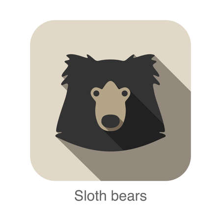Sloth bear face flat icon design. Animal icons series.のイラスト素材