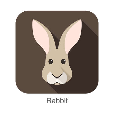 Rabbit face, Cute animal face cartoon flat icon designのイラスト素材