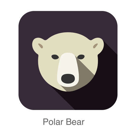 Polar bear face flat icon design. Animal icons series.のイラスト素材