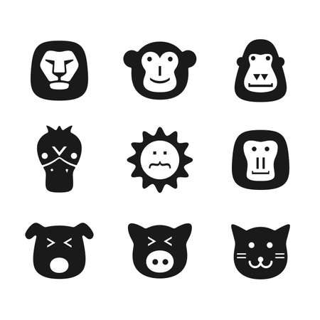 Animal face flat icon, Vectorのイラスト素材