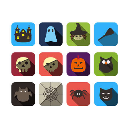 Animal face flat design icon setのイラスト素材