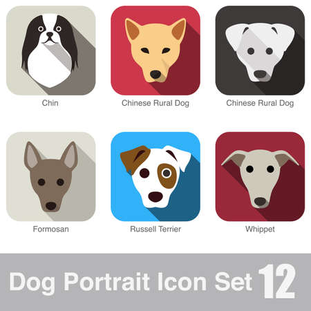 Dog face portrait icon design seriesのイラスト素材