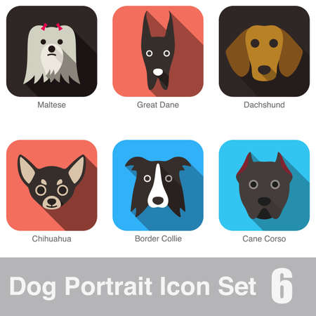 Dog face portrait icon design seriesのイラスト素材