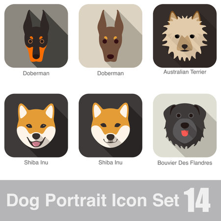 Dog face portrait icon design seriesのイラスト素材