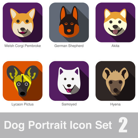 Dog face portrait icon design seriesのイラスト素材