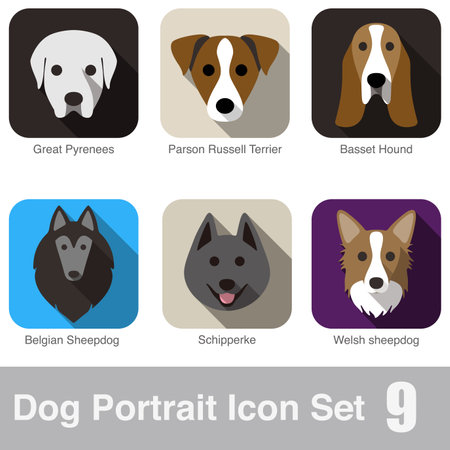 Dog face portrait icon design seriesのイラスト素材