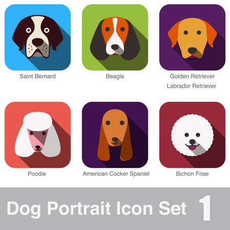 Dog face portrait icon design seriesのイラスト素材