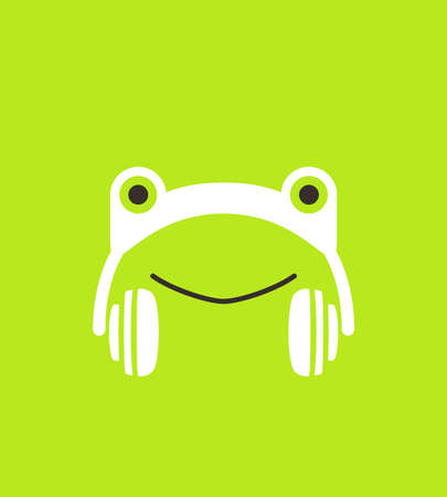 Cartoon frog wearing a headset, enjoying the musicのイラスト素材