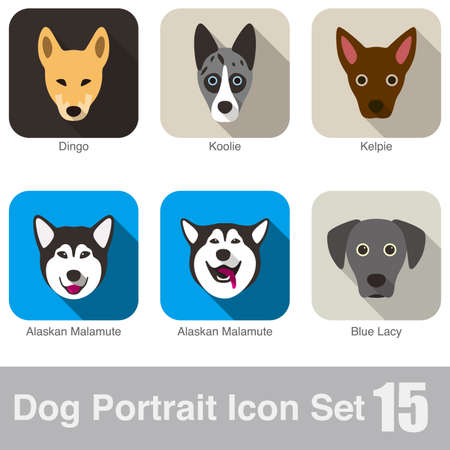 Dog face portrait icon design seriesのイラスト素材