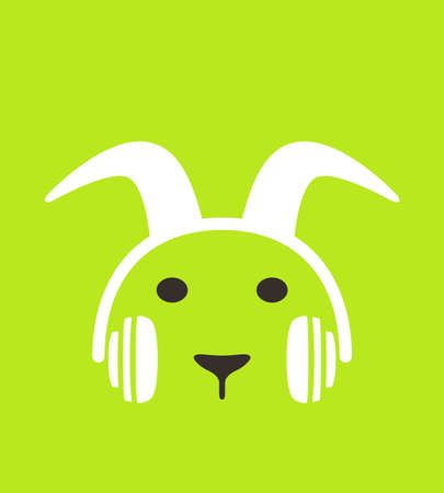 Cartoon Goat wearing a headset, enjoying the music, vectorのイラスト素材