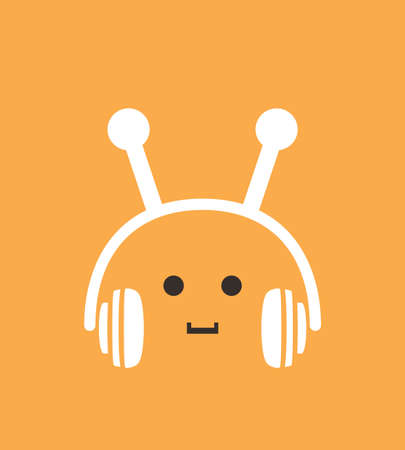 Cartoon Bee wearing a Rabbit's headset, , enjoy the music, vectorのイラスト素材