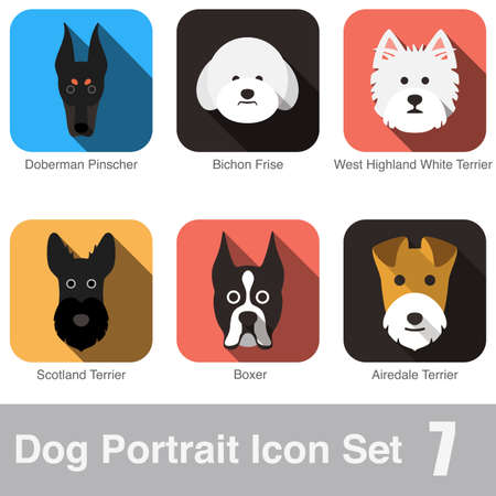 Dog face portrait icon design seriesのイラスト素材