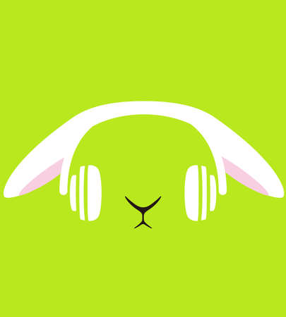 Cartoon Rabbit wearing a headset, enjoy the musicのイラスト素材