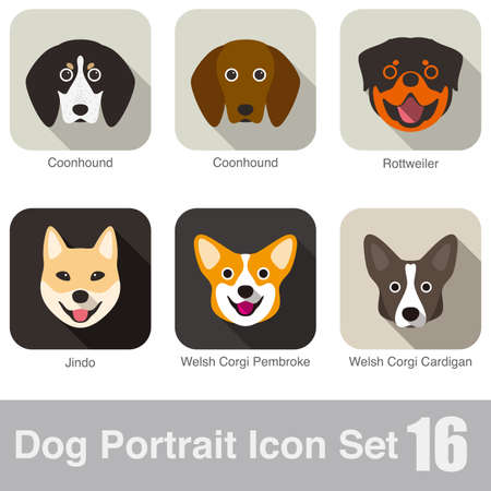 Dog face portrait icon design seriesのイラスト素材