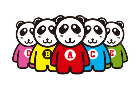 cute panda standing in a line like human, vectorのイラスト素材