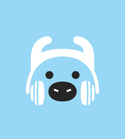 Cartoon Bull wearing a headset, enjoy the music, vectorのイラスト素材