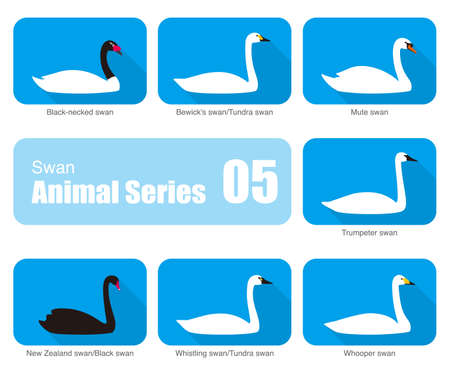 Set of swan vector iconsのイラスト素材