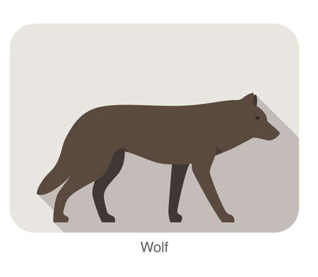 Wolf walking or running on the ground, vector illustrationのイラスト素材