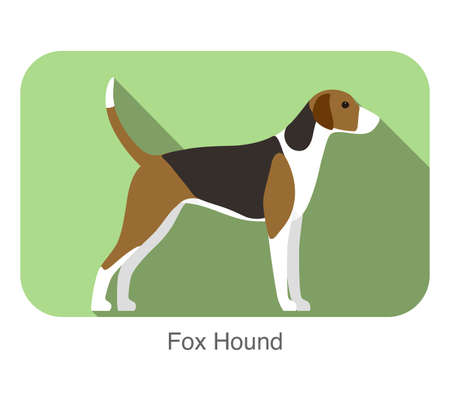 Fox hound terrier standing and watching, flat icon, vector illustrationのイラスト素材
