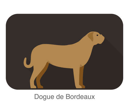 Dogue de bordeaux dog standing and watching, flat icon, vector illustrationのイラスト素材