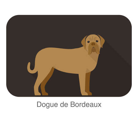 dogue de bordeaux dog standing and watching, flat icon, vector illustrationのイラスト素材