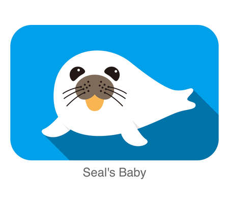 cute seal's baby flat icon vector illustrationのイラスト素材