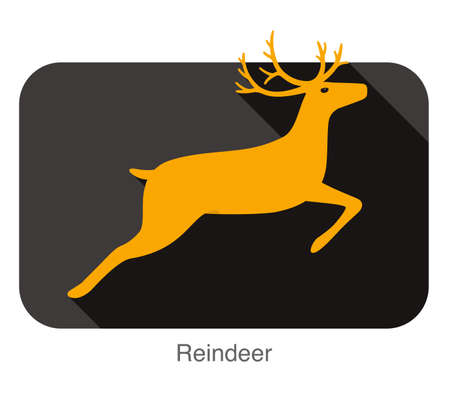 Reindeer running and jumping flat icon, vector illustrationのイラスト素材