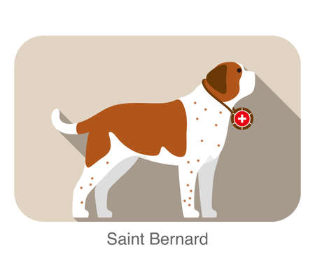 cute Saint Bernard dog flat icon, vector illustrationのイラスト素材