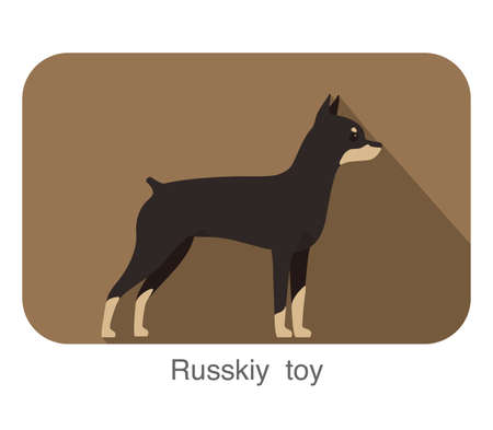 Russkiy toy terrier standing and watching, vector illustrationのイラスト素材