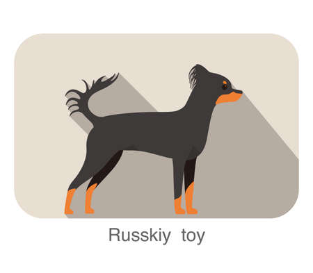 Russkiy toy terrier standing and watching, vector illustrationのイラスト素材