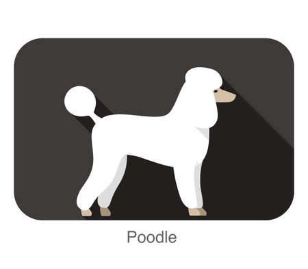 Poodle standing and watching, side view cartoon, vector illustrationのイラスト素材