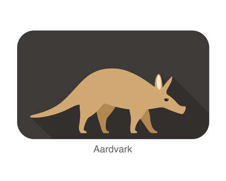 aardvark walking flat icon, side view, vector illustrationのイラスト素材