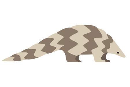 pangolin walking and searching, side view, vector illustrationのイラスト素材