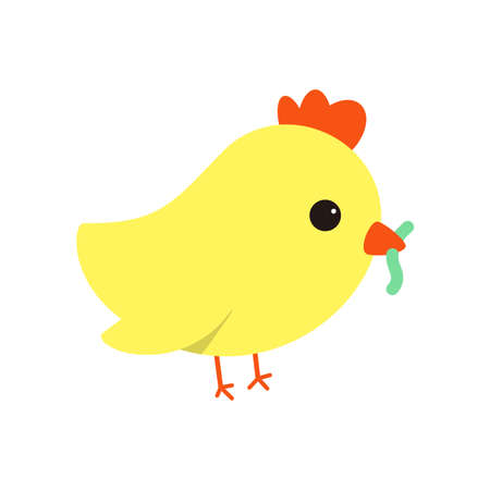 Cute cartoon chicken/bird , vector illustration.のイラスト素材