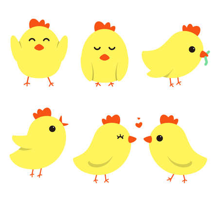 Cute cartoon chicken/bird icon, vector illustration.のイラスト素材