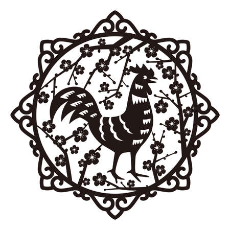 symbol of rooster 2029 on the Chinese calendar, vector illustrationのイラスト素材