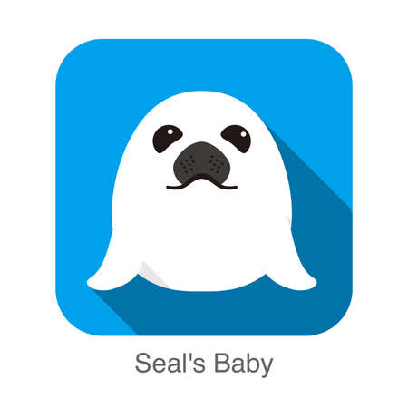 cute seal's baby flat icon design, vectorのイラスト素材